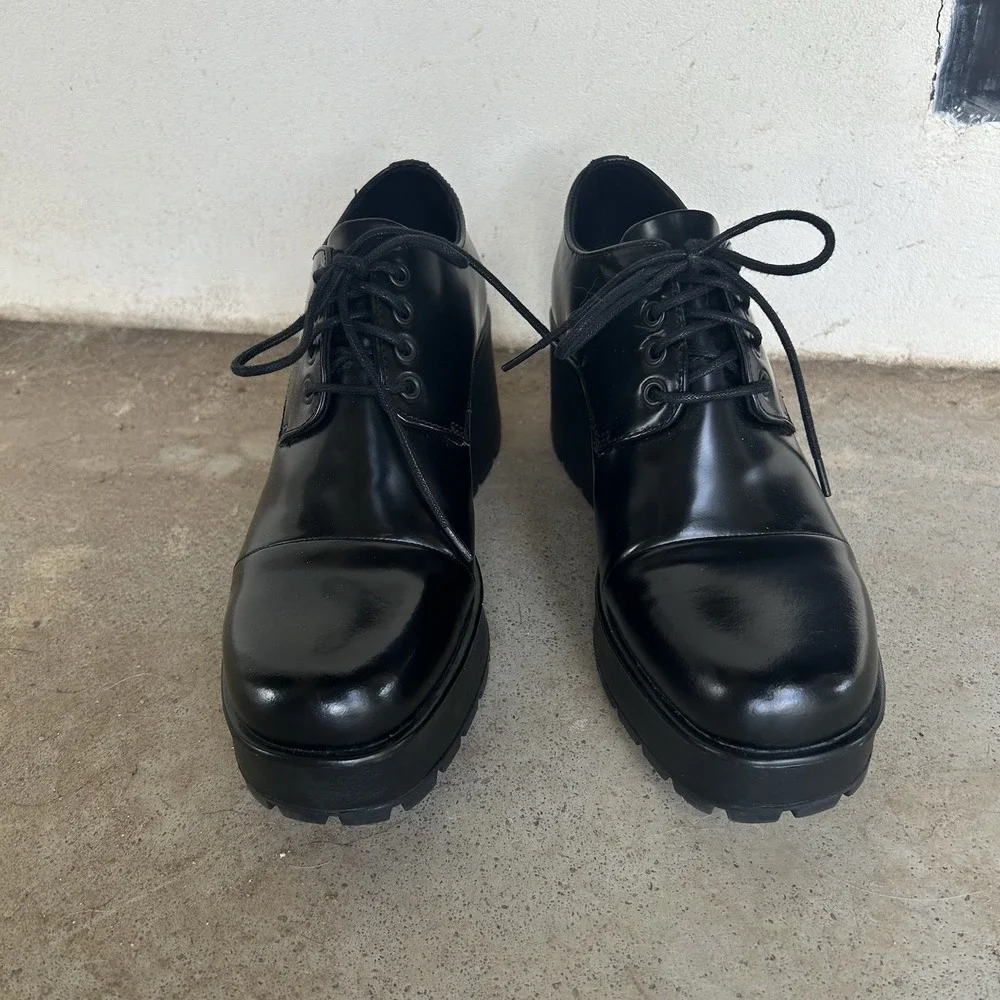 Vagabond Shoemakers Shoe Sz. 40/10  Black Leather Oxfords Lug Platform Academia